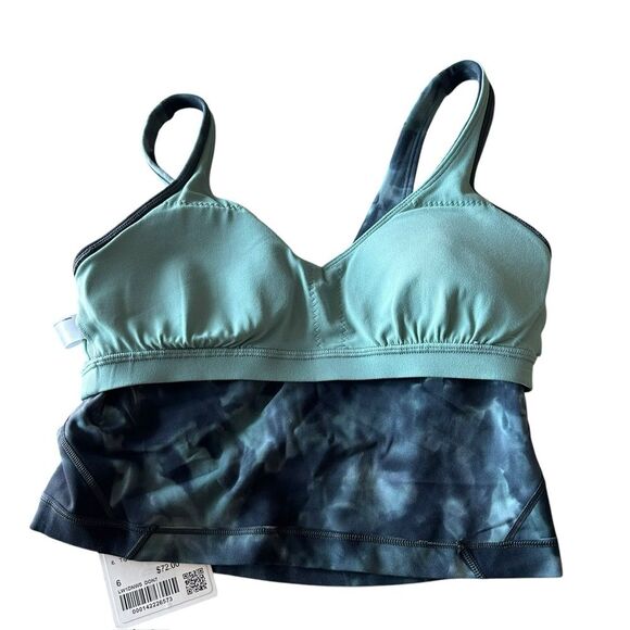 Lululemon 6 Align Tank Top Diamond Dye Tidewater Teal Graphite Grey Padded NWT - Picture 6 of 13